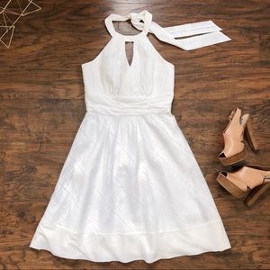 WHBM • white shadow plaid halter dress cotton 4